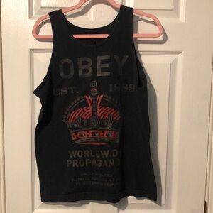 Obey Black and Red Athletic Tank Tops
